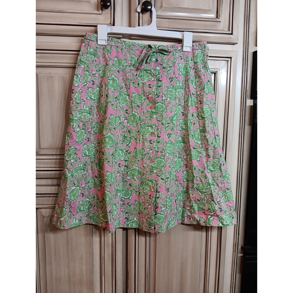 Key West TURTLE Print Skirt Tie Waist‎ Button Down - Size MEDIUM